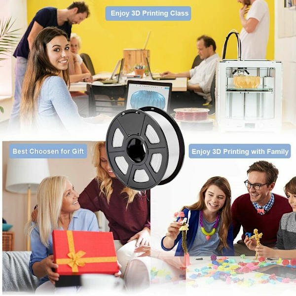 1,75 mm filament, 3D-printer filament Pla Plus, dimensionel nøjagtighed +/- 0,03 mm, 1 kg spole (2,2 lbs) 3D-print filament til 3D-printer, hvid