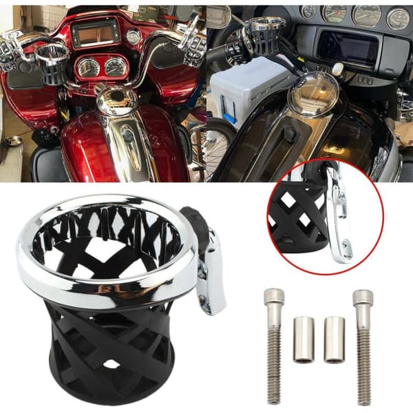 Motorcykel Styr Drik Kopholder med Kurvholder til Softail Glide 1996-Up Sort