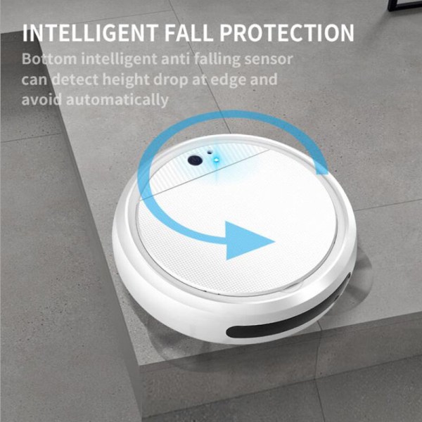 Fjer-i-ett-robotstøvsuger, multifunksjonell automatisk husholdningsrenser, intelligent robot, feie-roboter, hvit