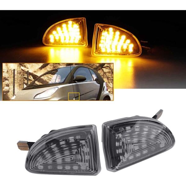 2 stk dynamisk flytende LED-markeringslys sideblinklys passer til Smart Fortwo W451