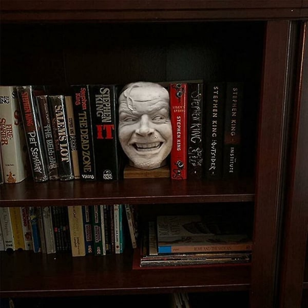 Dekorativa bokstöd, Johnny Here skulptur, nyhet harts skrivbordsdekoration, bokhylleskulptur, Jack Nicholson skulptur, för hem- och kontorsdekor