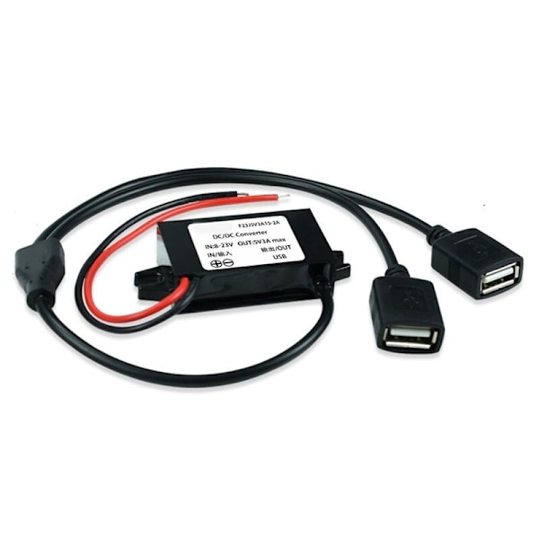 12V (8-23V) til 5V 3A USB DC Bilspenningsomformer Regulatormodul Motorsykkelladeradapter