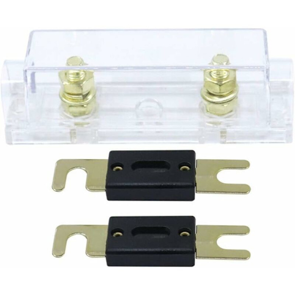 100A ANL-sikringholder 100A ANL-sikring Guld Blad Bil Automotive Audio Power Sikkerhedsbeskyttelse Belagt til Gauge 0 2 4