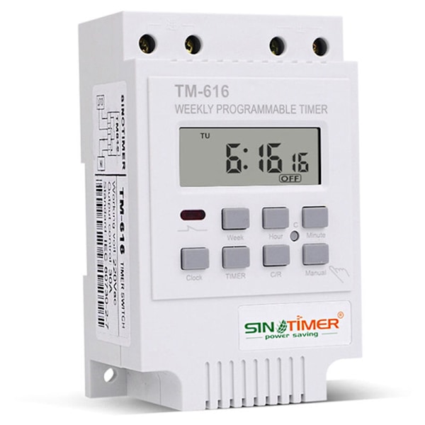 TM616W-2 30A 220V Elektronisk Ukentlig Programmerbar Digital Tidbryter Relé Timerkontroll DIN-Skinnemontert