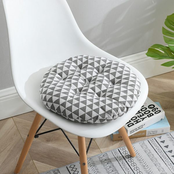 15,8x15,8 tum rund sittdyna, inomhus utomhus soffa stolsdyna dyna, grå triangel