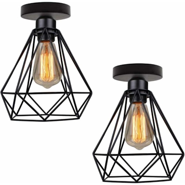 2 stk. Industrielt Loftlampe Metal Retro Design Hængende Lampe E27 Max 40W, Industrielt Hængende Lampe Ideel til Stue Soveværelse Cafe Bar Restaurant