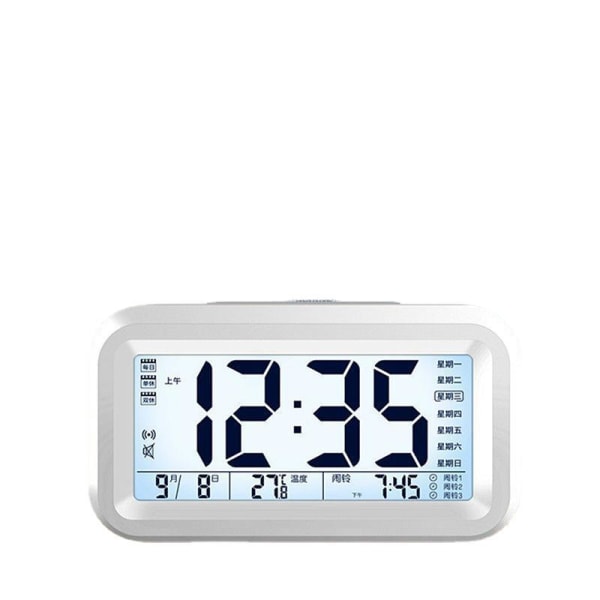Seiko Klocka Väckarklocka USB Laddning Snooze Funktion Digital klocka Kalender Temperatur Display LED Bakgrundsbelysning Desktop Klocka