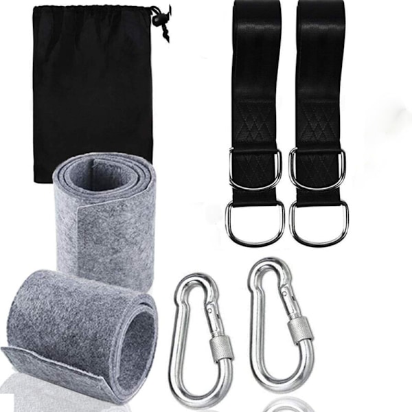 Hängmatta Upphängningssele Kit med 2 Tunga Karabiner och D-ringar, Håller upp till 550 kg med Förvaringsväska, Trädskyddskudde