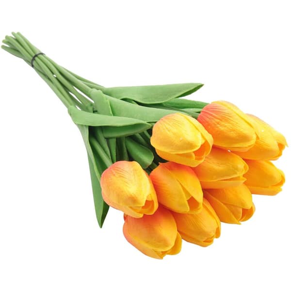 10 stk. kunstig tulipan buket - kunstig blomst til bryllupsdekoration - orange