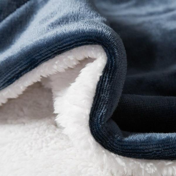 Plaid Sherpa Fleece Tæppe, 150x200 Navy Blå Enkelt Seng Tæppe, Pels Sofa Kast Reversible Sofa Kast, Lille Tyk Varm og Blød Plys Sofa Kast