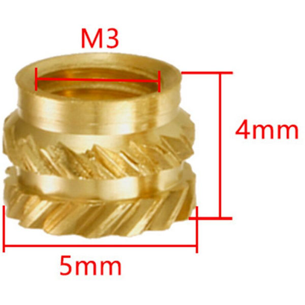 1000 stk M3 Messing Knurlet Tråd Varmebestandig Sett Innsats Innstøping Mutter, M3X5X4, for Voron 2.4 3D-skriver osv.