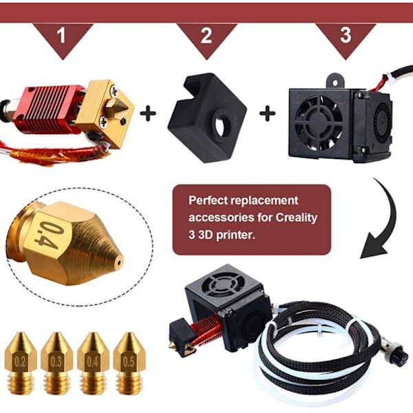 3D-skrivarreservdelar -10S (med 0,4 mm / 0,2 mm / 0,3 mm / 0,5 mm munstycke) Passar för -10 -10S CR10S5 3D-skrivare