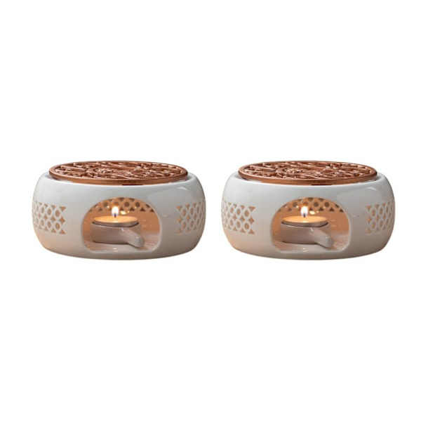 2X Keramisk Tekandevarmer Holder Base Tevarmer Isolationsbase Te Kaffe Lysvarmer Opvarmningsbase Holder Teudstyr