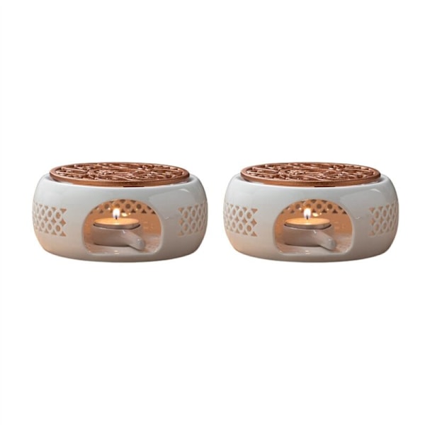 2X Keramisk Tekannevarmer Holder Base Tekannevarmer Isolasjonsbase Te Kaffe Lysvarmer Oppvarmingsbase Holder Tekanneutstyr