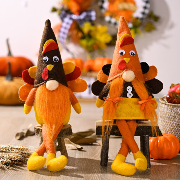 2 STK Thanksgiving Gnome plysj dekorasjon-Varm høstgave