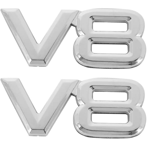 2X 7.5X3.5Cm Auto V8-klistermærker 3D Chrome-emblem