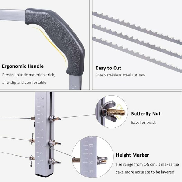 Kakslicer i rostfritt stål, 3 justerbara blad, stor mellanlagertårta hantverk, justerbar tårtkniv, tårtkniv, bakverksskärare för fest, Chris