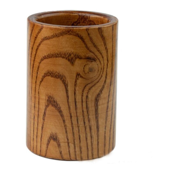 Ätpinnarhållare Cylinder Trä Multifunktionell Köksförvaringsrör 8,5X13Cm, med Avloppshål Lätt att Tömma
