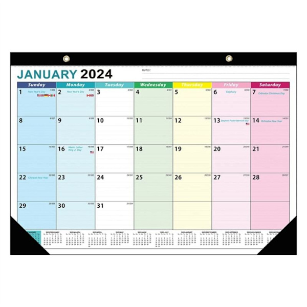 1 Seinäkalenteri 2024 2024-2025, 18 Kuukauden Seinäkalenteri Tammikuusta 2024 Kesäkuuhun 2025, Ripustuskoukku