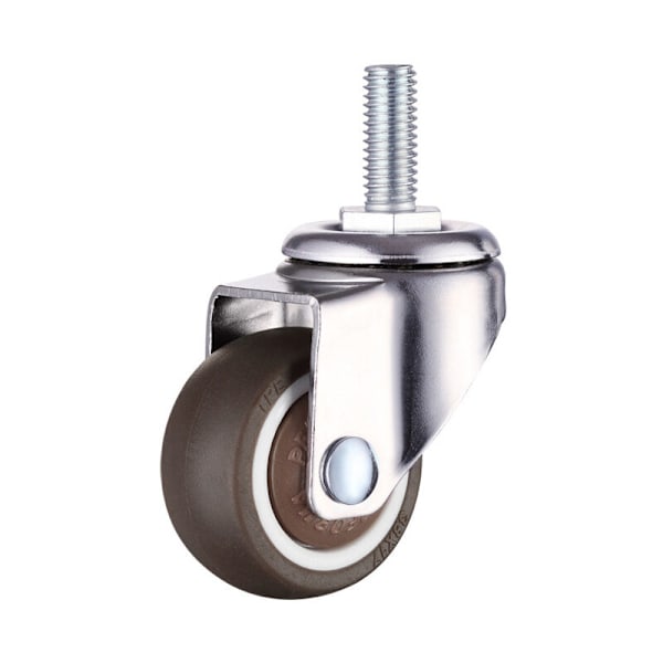 4 kääntyvää huonekalun pyörää - Pehmeä kumi, M6 x 15 mm kierre, TPE-kierre, Mini huonekalun pyörät (25 mm)