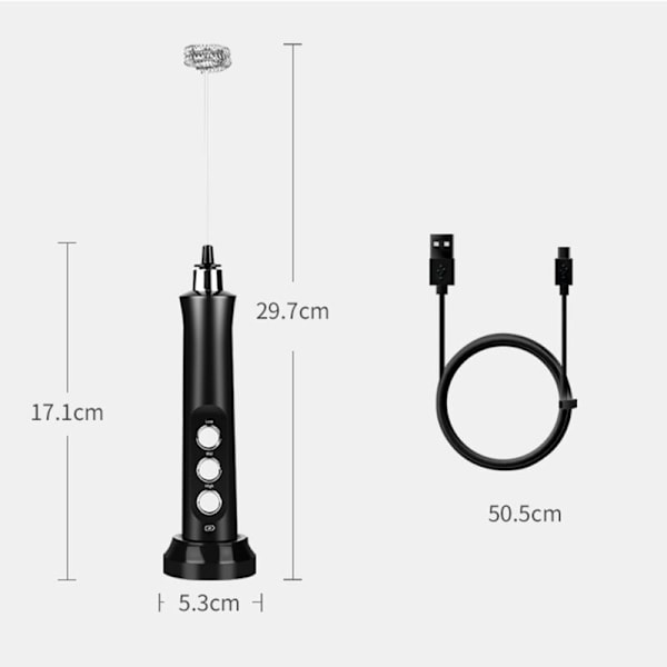 USB 3.0 Elektrisk Mjölkskummare Snabb Äggvisp 3 Vispar Bärbar Äggvisp Kaffeblandare Praktisk.B