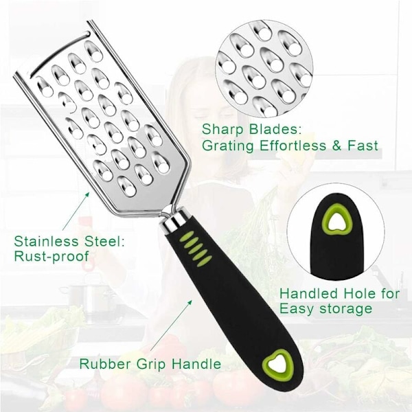 3 Pakk Rivjern, Rustfritt Stål Rivjern, for Parmesan, Sitron, Ingefær & Hvitløk Blå