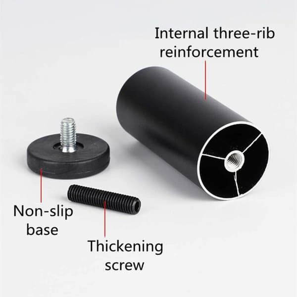 4 stk. Justerbare møbelfødder i aluminiumlegering, runde metalmøbelfødder til bord, sofa, seng, sort (10 cm)