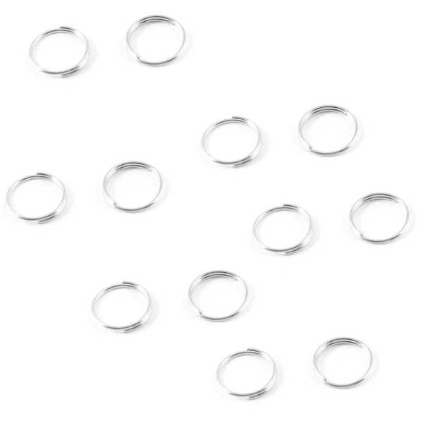 10 mm sølvfarget metall delt nøkkelring erstatning 80 stk