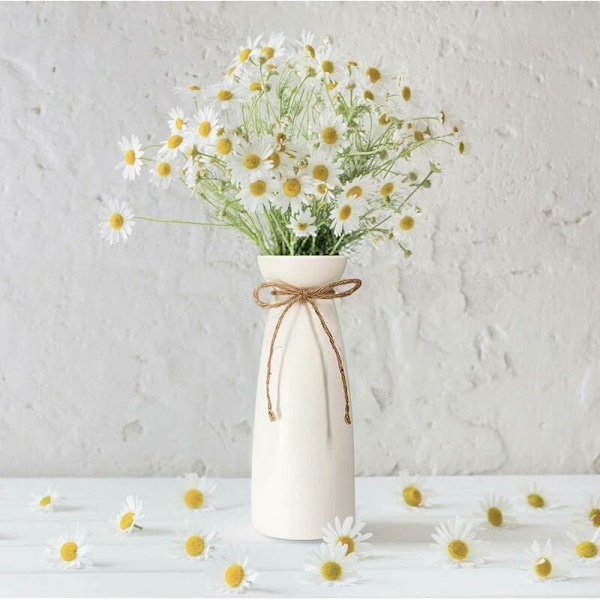 Keramisk vas, stor vit blomvas, modern bordsdekoration, högkvalitativ dekorativ vas, för hem, fest, bröllopsdekoration (23 cm)