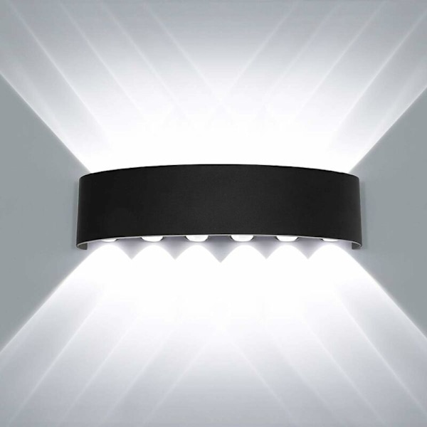 Moderne Vandtæt Væglampe Op Ned Aluminium LED Vægvaske Indendørs Udendørs til Badeværelse Soveværelse Gang Stue Veranda Trappe, 12W Hvid HIA