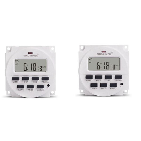 2X Tm618N-2 1,6 tommer LCD Digital 220V AC 7 Dages Programmerbar Timer Switch med Relæ Indvendigt og Nedtællingsfunktion