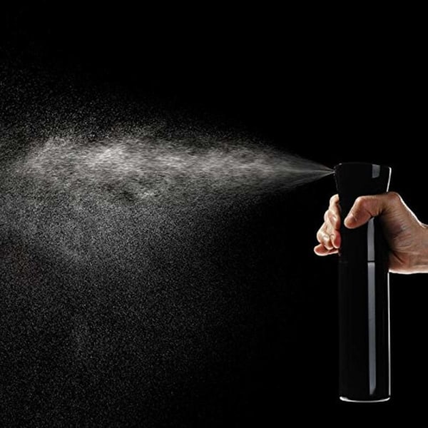 Tom Spray Fin Mist Sprayer Vann Spray Flaske Kontinuerlig Spray Gjenfyllbar Tom Spray Flaske for frisyrer Doodling, Svart, 1 stk, 300 ml