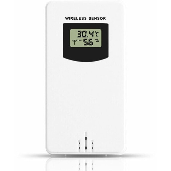 Väderstationstillbehör, trådlös sensorsond Temperaturmonitor utomhussensor, neutral vit