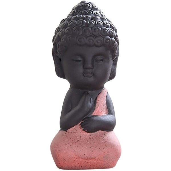 Keraaminen patsas Mini meditaatio meditaatioveistos, Pieni munkkipatsaat ja -hahmot teetassille Lemmikki-punainen