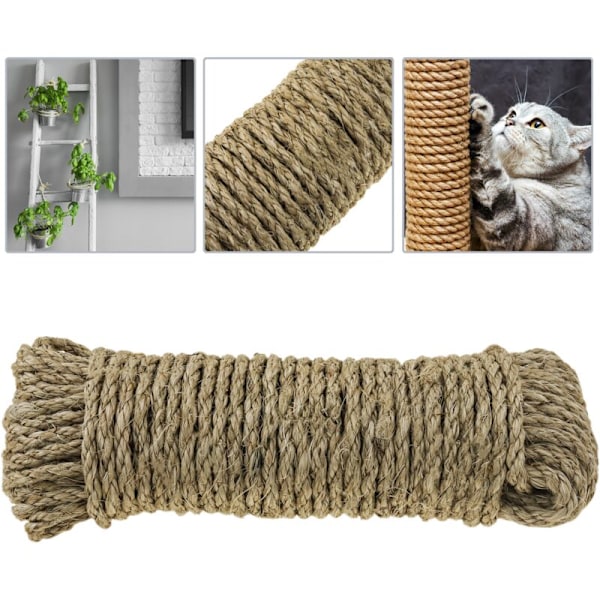 Tvinnet sisaltau 3 tråder 10 m x 6 mm natur