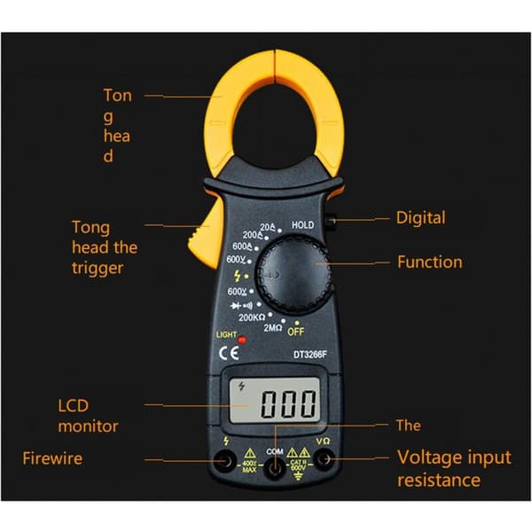 Digital Ammeter Clamp Multimeter NCV Voltmeter Klämmor Ammeter 600A AC/DC Ohm Spänningstestare