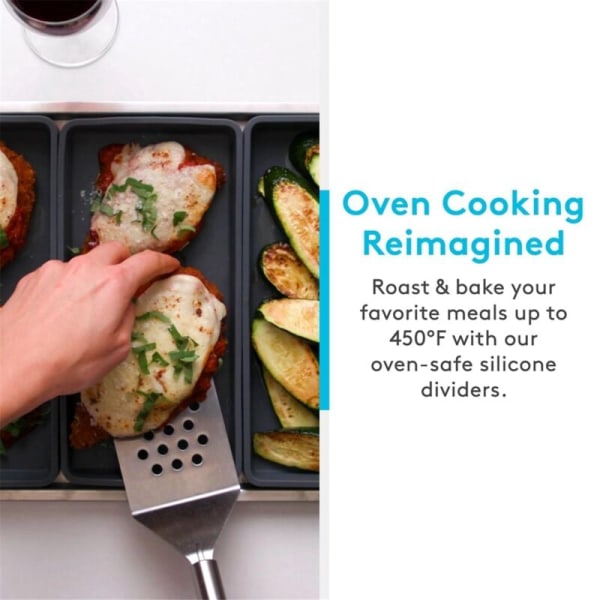 Plate Dividers for Easy Cooking and Meal Prep - Oven, Microwave, Dishwasher Safe, Non-Stick Silicone Trays Fridge Safe