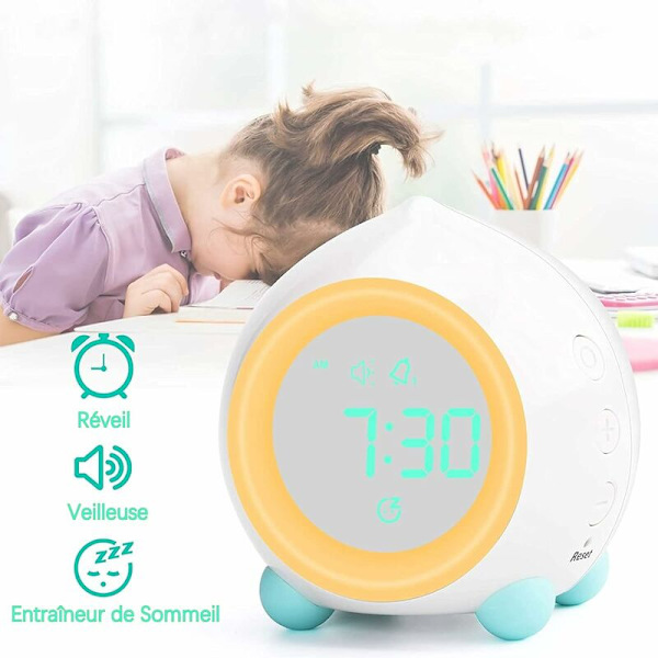 Ljusväckarklocka för barn LED Digital nattlampa Smart USB Musik Kalender Barn Flicka Pojke Baby Present Odla att sova Väckarklocka Vit