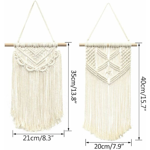 Vävda gobelänger 2 stycken Macrame gobeläng väggdekor väggdekoration för vardagsrum sovrum hängande dekoration dekorativ hängande-