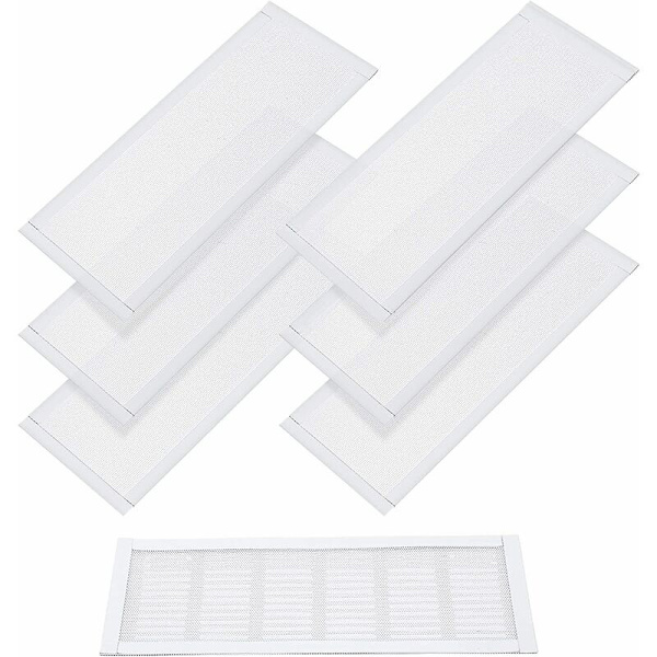 6 Pak Gulvblæserdæksel Rektangulært Blæserdæksel PVC Magnetisk Ventilation Mesh (Hvid, 10.16 x 25cm) - DENUOTOP
