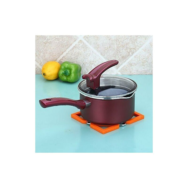 Hopfällbart, justerbart och utdragbart underlägg i metall och siliCone En storlek Orange-