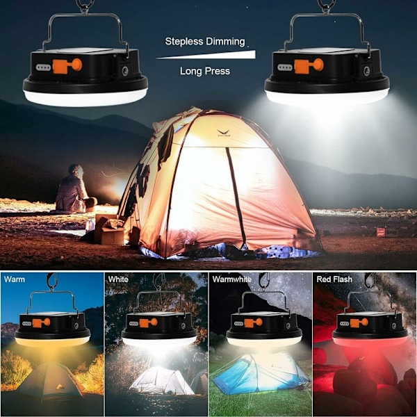 Genopladelig LED-lampe, 30w Powerbank, 2500LM USB Campinglampe med Fjernbetjening, Campinglampe med Magnet og 1/4 Møtrik Port, til telt, Camping, Hu