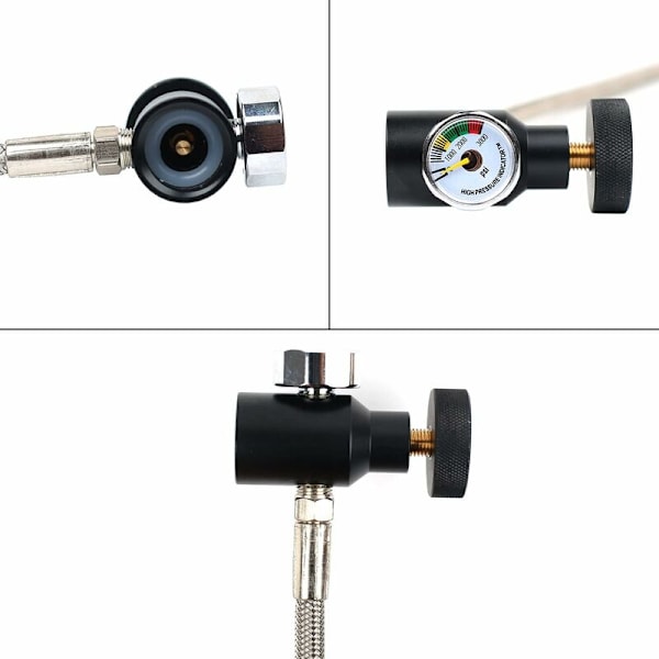 W21.8 CO2 CO2-sylinder påfyllingsadapter slange Soda Stream Maker tilkoblingssett (med 36\" slange og 3000PSI dobbel ventiltrykksmåler)
