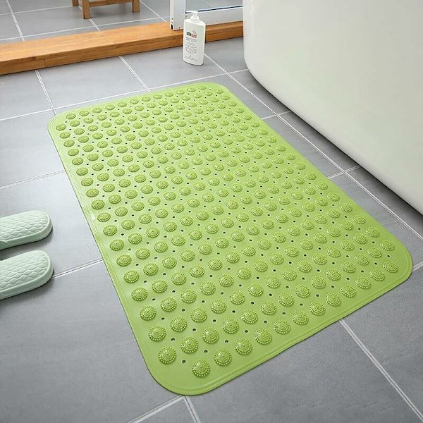 Bademåtte Hurtigtørrende Brusemåtte 32 x 16 cm Grøn Køkken Brusemåtte Ekstra Stor Brusemåtte Antislip Måtte til Ældre og Børn Badeværelse Dræn Huller