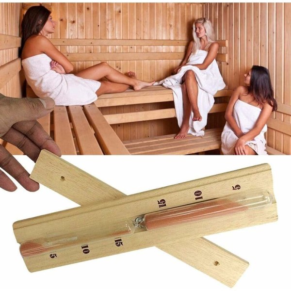 Timglas 15 minuter roterande bastuväggmonterad träbastu timglas timer sand nedräkning klocka spa bastu timglas bastutillbehör för ånga R