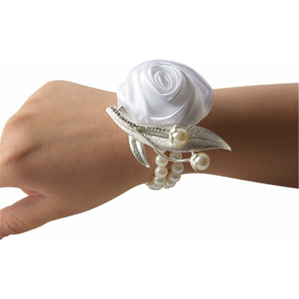 Pige Bridesmaids Bryllups Håndleds Corsage Bryllups Håndleds Blomst Corsages Stræk Armbånd til Bryllup Prom Hjemkomst Fest Håndlavede Blomster Dekoration med Fa