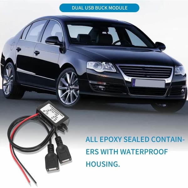 DC 12V til 5V 3A Konverter Dobbel 2 USB til Auto Strømforsyning Step-Down Spenningsregulator