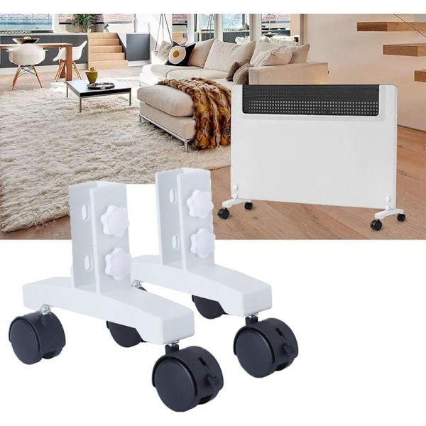2-pack Universala Infraröda Radiatorfötter, Stödben Passar Uppvärmningspaneler, Justerbart Stöd med Hjul Passar Olika Märken
