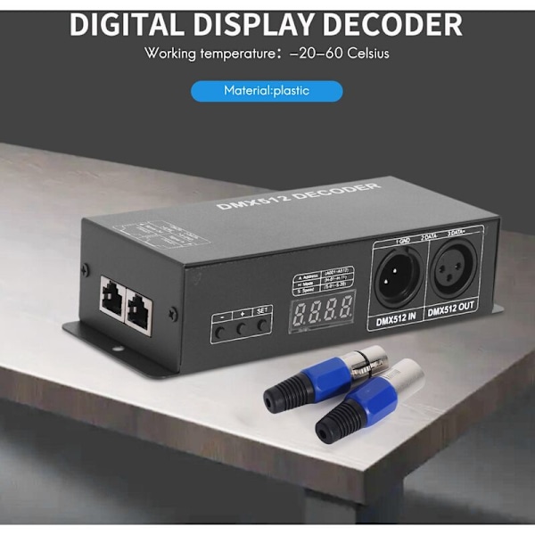 Dmx 512 Digital Display Dekoder, Dmx512 Dæmpningsstyring til Led Rgbw Strip Light Strip Rj45 Forbindelse Dc 12 - 24V 20A (4 Kanaler)
