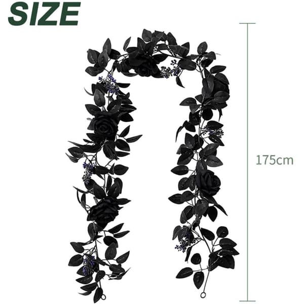 Sort Kunstig Lønneblad Girlande Hængende Sorte Efterårsblade sorte efterårsblade, kunstig blomst, silkevin, høst, taksigelse, halloween